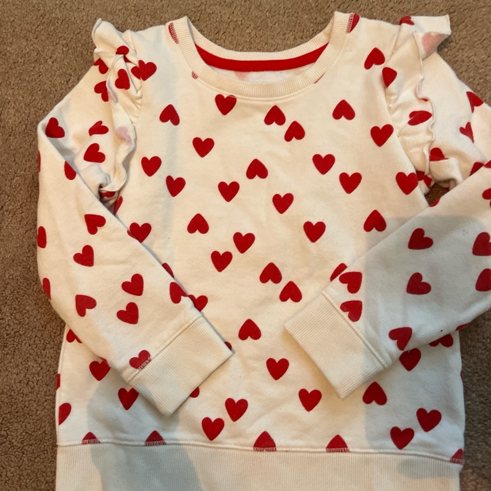 Cat & Jack White and Red Heart Sweatshirt